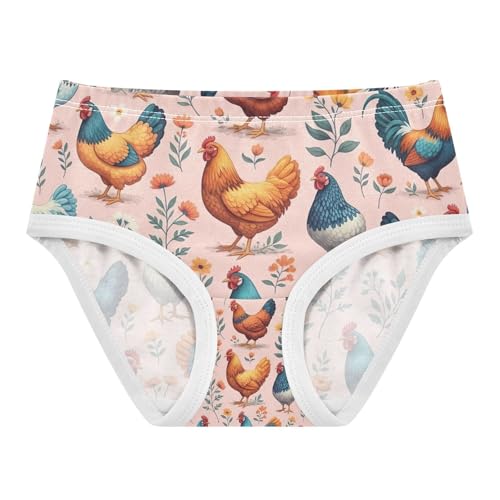 Cute Chickens Pink Toddler Girls Underwear, Cotton Girls Underwear, 2T–8 Years
