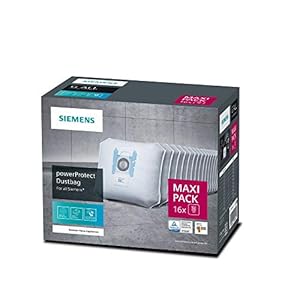 Siemens 16x Staubsaugerbeutel powerProtect Typ G ALL VZ16GALL, 99,9% Feinstaubfilterung, höhere Reinigungsleistung, 50…