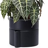 Phoenix Vine 8 Inch Self-Watering Planter Pot with Terracotta Insert, Deep Water Reservoir, and Ceramic-Alike BPA-Free Plastic Planter Pot for Plant, Modern Planter for Houseplants, Black, 53-A-T-2
