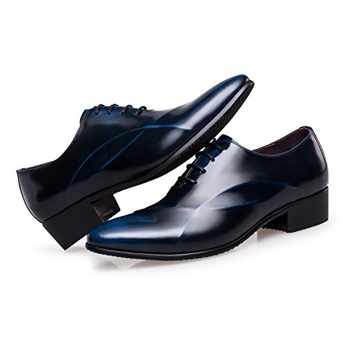 ZRO Men's Lace Up Formal Modern Oxford Dress Shoes Blue US 5
