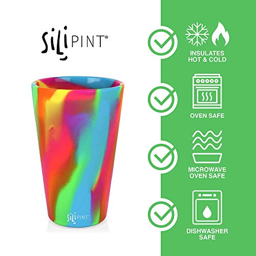 Silipint Silicone Pint Glasses, Unbreakable, Reusable, Durable, And Shatterproof 16-Ounce Silicone Cups For Parties, Sports, And Outdoors, Mountain Marble, Pack Of 4 #TOP2