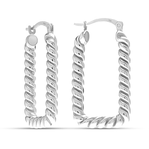 LeCalla Sterling Silver Hoop Earrings for Women | Lightweight Silver Chunky Hoop Earrings | Handmade Electroform Hollow Italian Design Click-Top Earrings Hoop