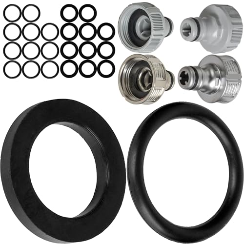 Replacement seals mix set, 24 pieces, for G 3/4" inch garden system parts, compatible with Gardena 26.5 mm tap connector