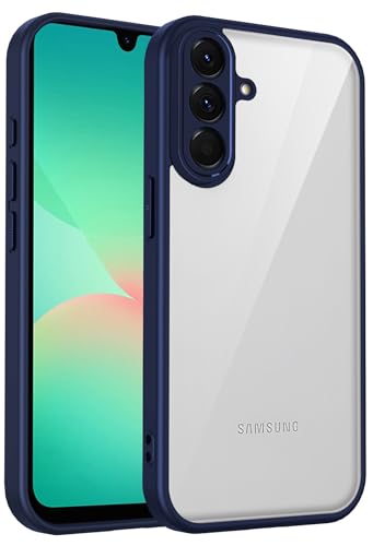 Image of Kapa Hawkeye Clear Slim Tough Back Cover for Samsung Galaxy M36 / F36 5G | Camera Lens Protector Anti Yellow Shockproof Clear Hybrid Case Cover (Blue Sides)