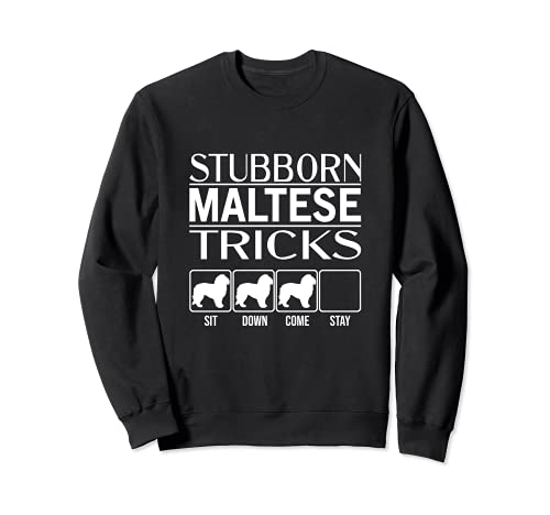 Stubborn Dog Tricks, funny dog gift idea, Funny Maltese Sweatshirt, Black