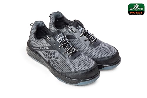 Image of Woodland Ranger Knitted Safety Shoes for Men | Oil Resistant Safety Shoe with Anti Slip Grip | Lightweight & Antistatic PU Double Density with Composite Toe | Black