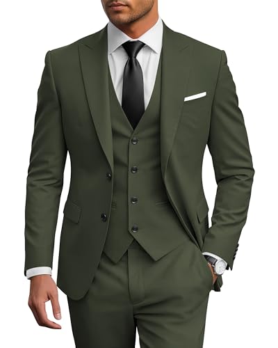 Image of Wangyue Men's Suits 3 Piece Slim Fit Wedding Suits for Men Formal Business Suit Party Prom Tuxedo
