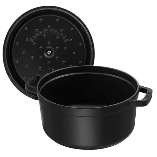 Image of STAUB Cast Iron Dutch Oven 4-qt Round Cocotte, Made in France, Serves 3-4, Matte Black