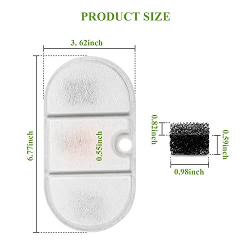Image of 8 Pack Cat Water Fountain Filters with 8 Sponges, Pet Water Fountain Replacement Filter for 71oz /2.1L PLWF002 Capsule Cat Water Fountain, Pet Fountain Filter Set