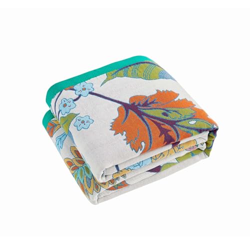 XIBLC Summer Throw Blanket, 50"x60" Reversible Bohemian Flower Blanket, 100%