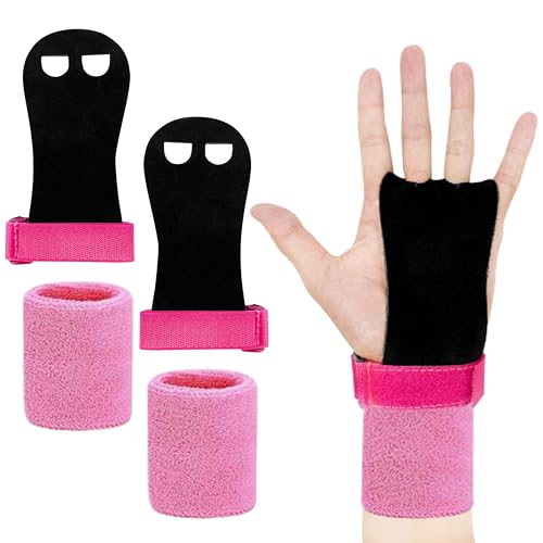 Guantes de Gimnasia | NEGRO/GRIS | X-S-M -L | ✮✮GARANTÍA DE POR VIDA✮✮ - Agarraderas de Entrenamiento para Mano, Palma y Muñeca - Accesorios Deportivos y de Fitness para Niños/Adultos (NEGRO, L)