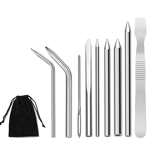 Comius Sharp 9 Piezas Paracord FID, Acero Inoxidable Paracord Cordón 550 Agujas de Costura con Herramienta de Suavizado para Suministros de Bricolaje Artesanal