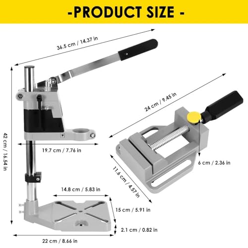 Image of MLD Drill Stand with Adjustable Drill Press Vice Clamp for Hand Drill Bench Clamp Drill Press Floor Table Stand | Drill Machine not including (Matrial-Metal,Color-Multi) (Drill Stand With Vise)