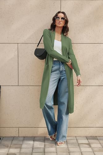 Image of GRACE KARIN Essential Solid Open Front Maxi Long Knitted Cardigan Sweater for Women