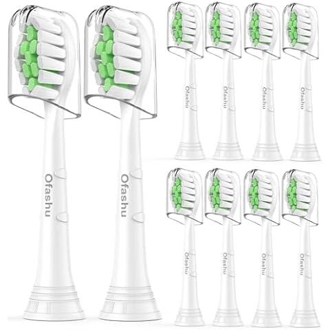 Ofashu Toothbrush Replacement Heads for Philips Sonicare Electric Brush Head Compatible with Protectiveclean C1 C2 C3 G2 2 Series 4100 5100, White, 10 Packs Cover