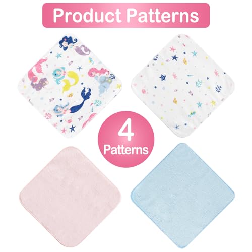 Image of Baby Washcloths, 24Pack Baby Wash Cloths Extra Soft & Ultra Absorbent, Baby Towels and Washcloths Face Towels for Unisex Boys Girls Body, Washclothes Gentle on Sensitive Skin, 9x9 Mermaid