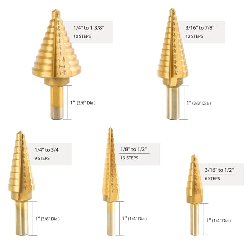 Aocoom JTZ-01 Aoocoom Titanium-Coated Step Drill Bit Set For Metal thumb #1