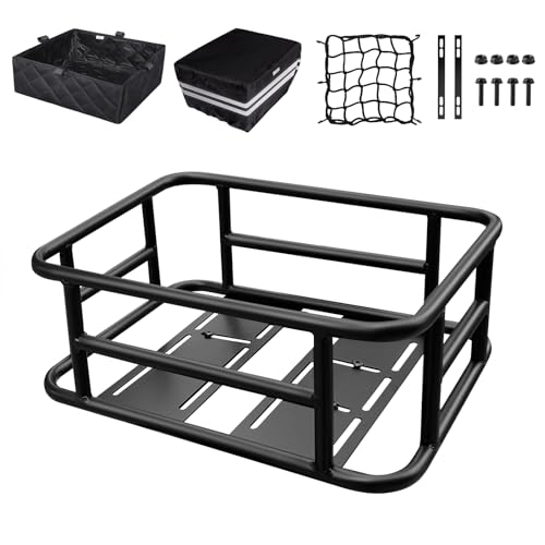 RAYMACE Bike Basket Rear Rack with Cargo Net, Liner and