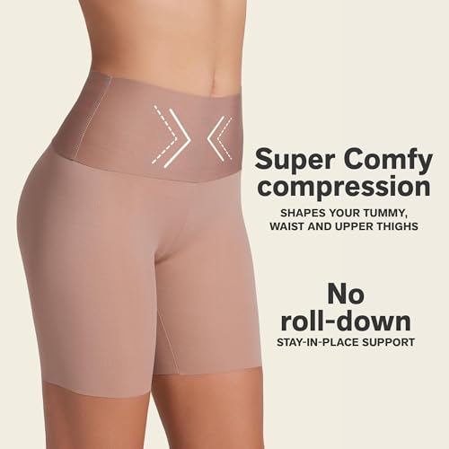 Image of Leonisa Stay-in-Place Seamless Shorts for Women - High Waisted Shapewear Tummy Control