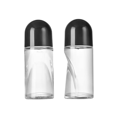 WLngtv 2Pcs Black lid Glass Rollerball Bottles With Plastic Rollerball Bottle Containers,rollerball Leak-Proof Massage, Suitable For Cosmetics With Lids Roller Bottles (50ML)