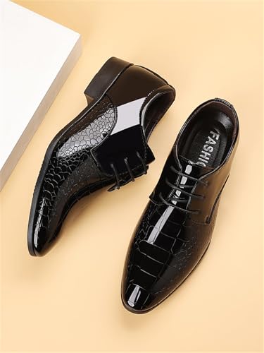 Men's Trendy Patent Leather Dress Shoes Formal Business Lace-Up Oxford Suit Tuxedo Shoes Weeding Prom3