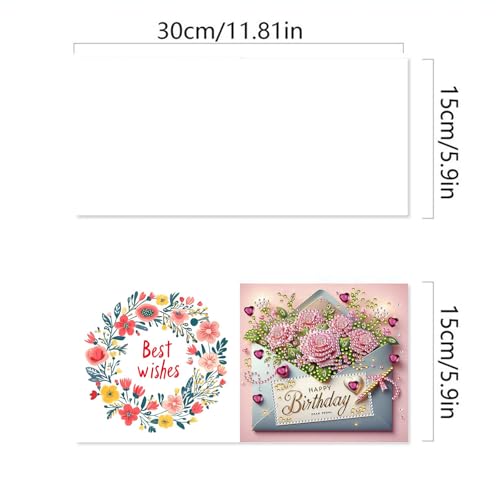 Awesocrafts 6pcs Diamond Art Christmas Cards Kits Flowers, DIY Diamond Painting Cards Sets - Image 2