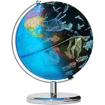 BSHAPPLUS 3 in 1 Illuminated World Globe, 9inch Globes with 88 Constellations & LED Night Light, Interactive STEM Toy with High Clear Map, Light Up Kids Globe Lamp for Learning