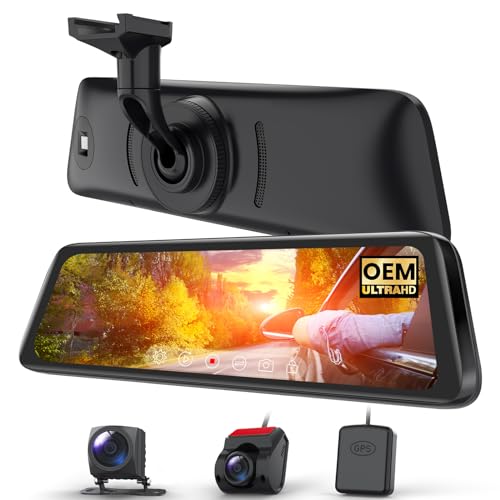 AUTO-VOX T9PRO OEM Rear View Mirror Camera with Detached Front Lens, 9.35″ Full Laminated Touch Screen Mirror Dash Cam Front and Rear with No Glare, Super Night Vision Backup Camera for Car/Truck