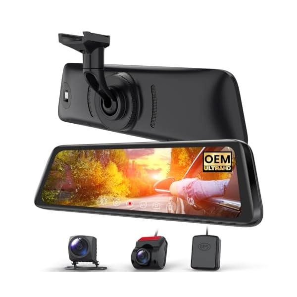 AUTO-VOX T9PRO OEM Rear View Mirror Camera with Detached Front Lens, 9.35″ Full Laminated Touch Screen Mirror Dash Cam Front and Rear with No Glare, Super Night Vision Backup Camera for Car/Truck