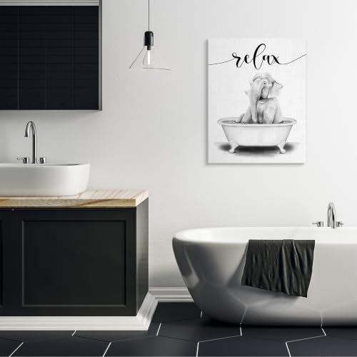 Image of Elephant Bathroom Relaxation, 30 x 40 Inch Canvas Wall Art