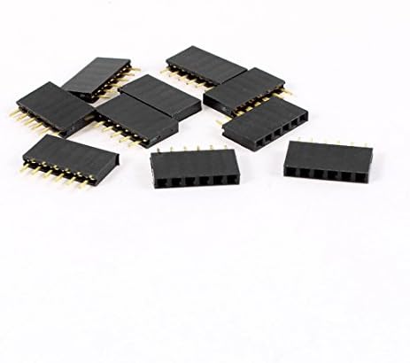Amazon.com: uxcell 10 Pcs Single Row 2.54mm Pitch 6 Pin Straight Female ...