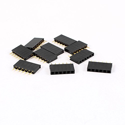uxcell 10 Pcs Single Row 2.54mm Pitch 6 Pin Straight Female Header Socket