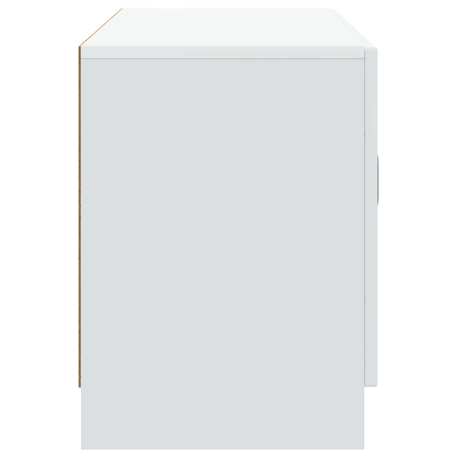 Mobile TV Bianco 99x34,5x47cm in Legno Ingegnerizzato | Consolle bassa con 3 ante e maniglie per organizzare decoder e accessori nel soggiorno o in camera da letto.