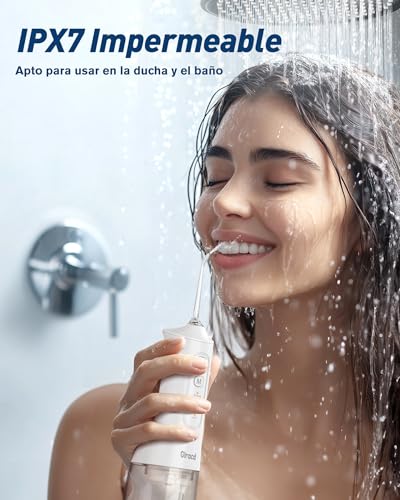 Irrigador Bucal Portatil, Glracd Irrigador Dental Inalámbrico Profesional 6 Boquillas 3 Modos, IPX7 Impermeable 300ML Water Flosser, USB-C Recargable Para Limpieza Dientes, Para el Hogar y los Viajes - imagen 5
