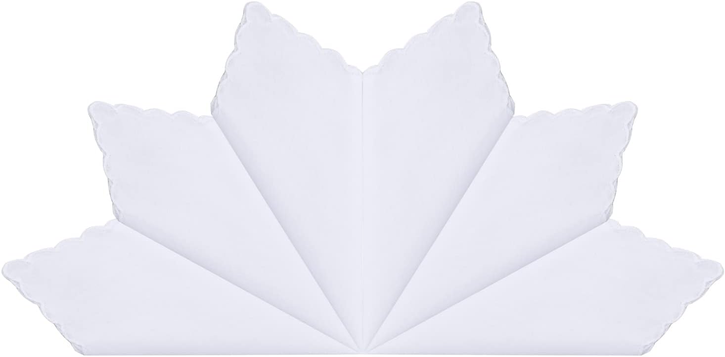 Women's 100% White Cotton Handkerchiefs with Wavy Edge for Embroidery and Tie Dye