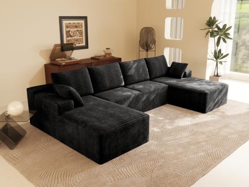 Image of Modular Cloud Sectional Sofa, Oversized Corduroy Boneless Couch | Luxury Comfort, Deep Seat, Couches for Living Room and Apartment, No Assembly Required