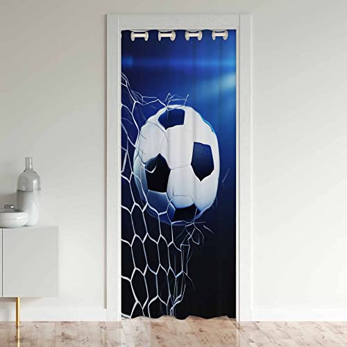 Football Rideaux Interieur Salon Chambre Rugby Sports Décoration Rideau de Porte 86x203cm Rideaux Exterieur d'entrée Soccer Ball Rideau Occultant