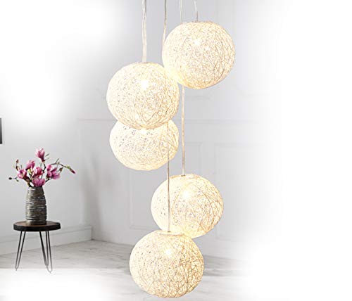 DuNord Design Hängelampe Pendellampe Kugellampe Hanf Kugel BOZZOLO PEARL weiss Lampe Hängeleuchte Cover