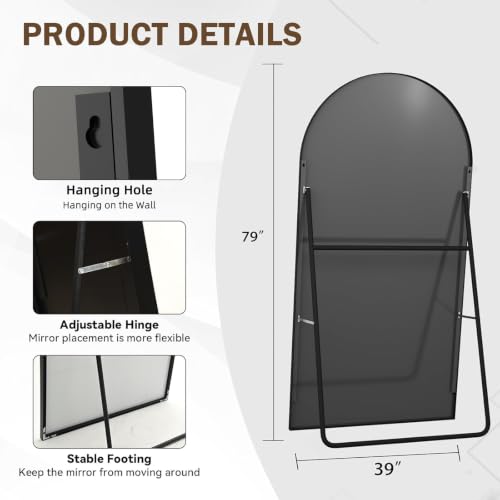 Image of LFT HUIMEI2Y 79 inchx39 inch Arch Full Length Mirror, Black Floor Mirror