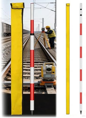 Teles Professional Survey Pole & Prism Rod Set for Total Station & Construction Staking - 500cm/195in High Precision Surveying Equipment