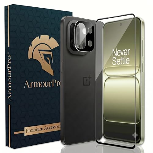 Image of ArmourPro Tempered Glass and Black Camera Lens Protector for OnePlus 13s, Edge to Edge Screen Guard, Anti-Bubble, Scratch Resistant, HD Clear, Anti-Fingerprint, Installation Kit | Black