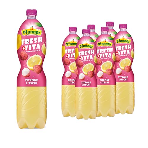 Pfanner Lemon-Lychee Frucht Nektar (6 x 1,5 l) – Mehrfruchtgetränk mit 10% Fruchtgehalt - aus Zitronen und Lychee im Vorratspack