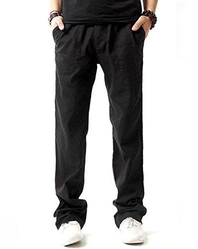 SIR7 Men's Linen Casual Lightweight Drawstrintg Elastic Waist Summer Beach Pants2