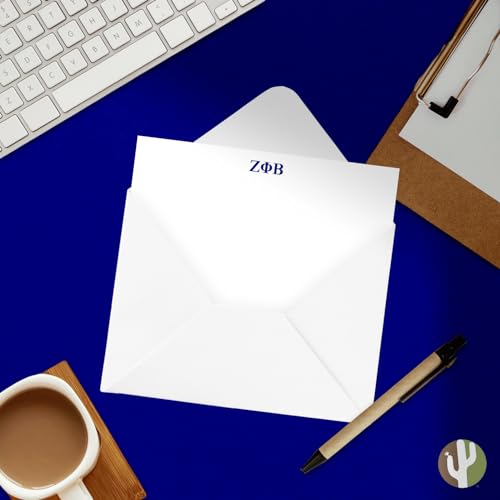 Image of Desert Cactus Zeta Phi Beta Notecards ZPB ZPhiB Divine 9 Stationery Cardstock 10 Pack Includes Envelopes Memo Party Thank You (Notecard Design D)