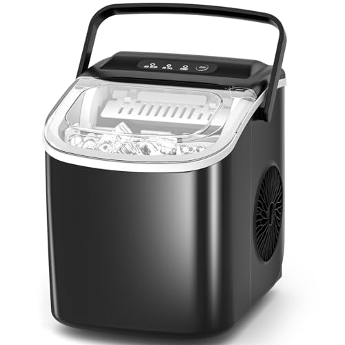 Antarctic Star Pro-Grade Countertop Ice Maker, 8 Cubes in 6 Mins, 26lbs/Day, Self-Cleaning, 2 Sizes, Ultra-Quiet for Home Bar, Kitchen, Office & Entertaining