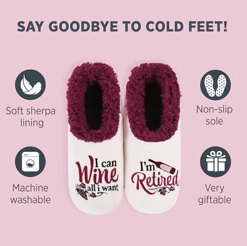 Image of Snoozies Slipper Socks -Funny Quote House Slippers for Women, Non-Slip Fuzzy