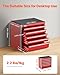VEVOR Metal Tool Box, 8.6-inch, Portable Metal Tool Box with 5 Drawers, Small Tool Chest with EVA Liners and PP Feet Pads, Heavy-Duty Steel With Ball Bearing Opening and Powder Coated Finish, Red