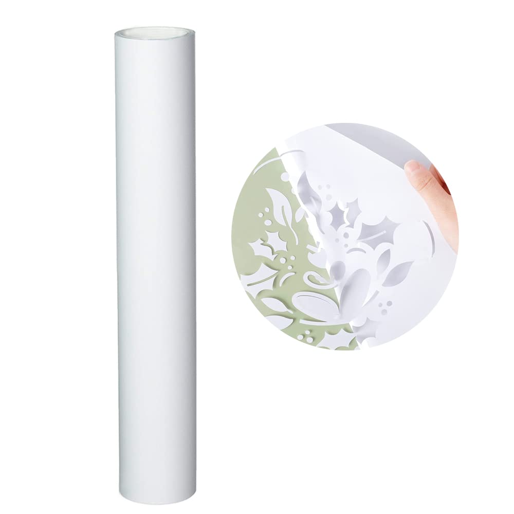 HEINAROMAN 12" x5ft Matte White Craft Adhesive Vinyl - Permanent Sticker Vinyl Roll Works with Silhouette Cameo and Other Craft Cutters for Decoration