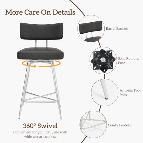 Image of GXJ Bar Stools Set of 4, Kitchen Counter stools with Backs and Metal Legs