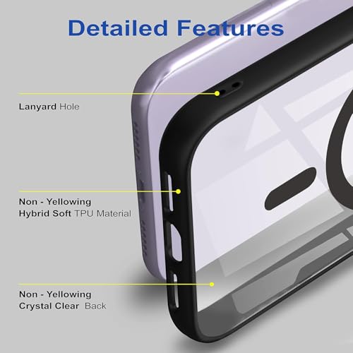 Image of NISHTECH for iPhone Xs Max Case: Clear Magnetic Slim Fit Case Compatible with Magsafe Rugged Protective Transparent Cover (Black Magnetic)